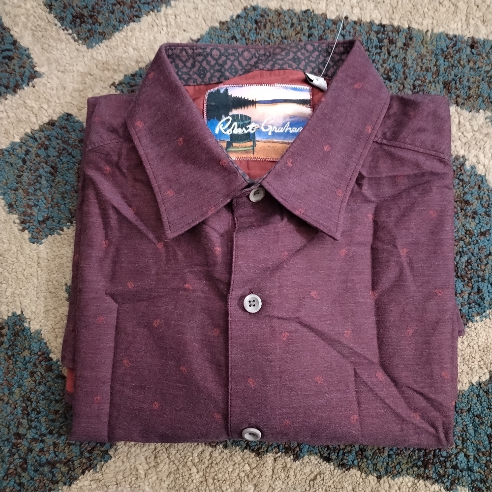 Robert‎ Graham Men Long Sleeve Geometric Pattern Shirt Flip Cuff Large